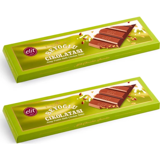 Meşhur Beyoğlu Çikolatası Antep Fıstıklı Sütlü Tablet Çikolata 300g 2li Set (2x300g) Glutensiz