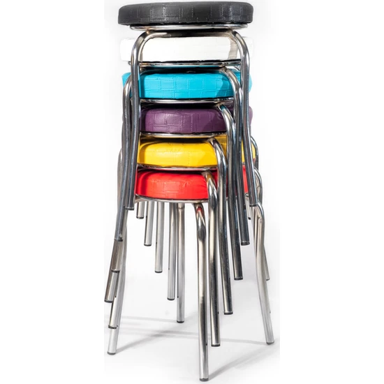 Ekip Shop Tabure Mutfak Sandalyesi  6 Adet  Renkli