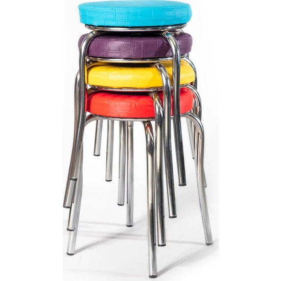 Ekip Shop Tabure Mutfak Sandalyesi  4 Adet  Renkli