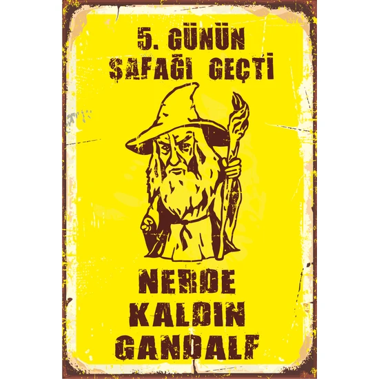 Hayat Poster Yüzüklerin Efendisi Gandalf Retro Vintage Ahşap Poster