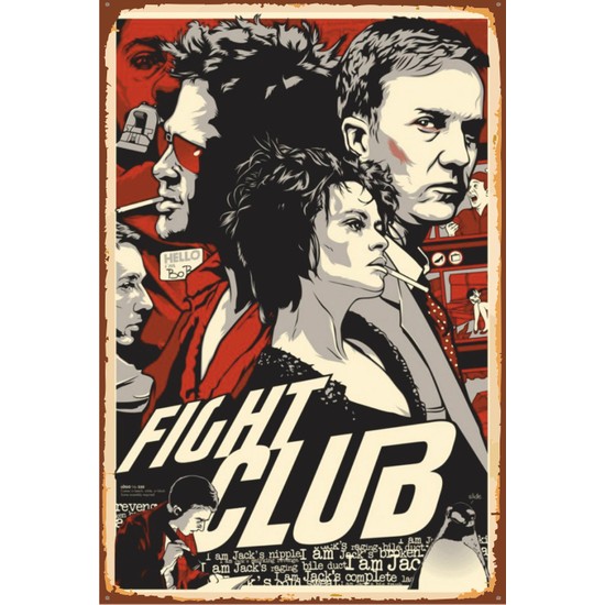 Hayat Poster Fight Club Dövüş Klübü Retro Vintage Ahşap Poster