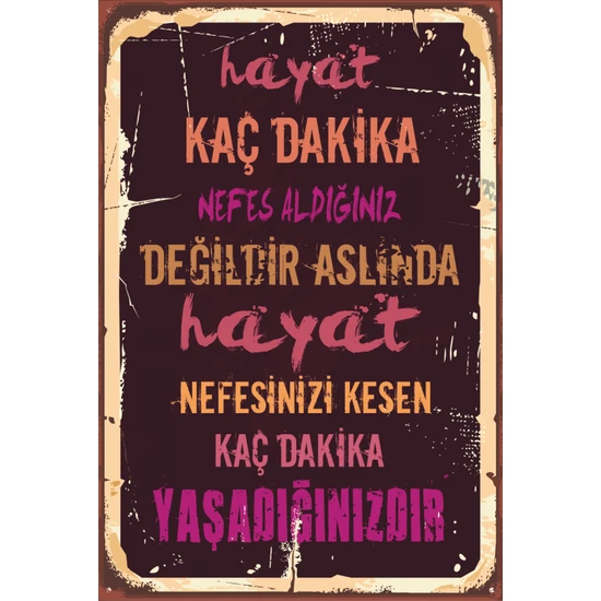 Hayat Poster Duvar Yazıları 1 Retro Vintage Ahşap Poster