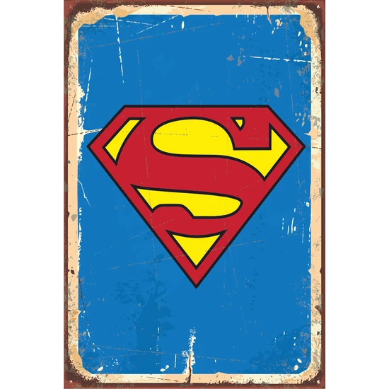 Hayat Poster Superman Logo Retro Vintage Ahşap Poster