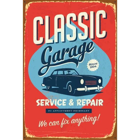 Hayat Poster Klasik Araba Garajı Retro Vintage Ahşap Poster