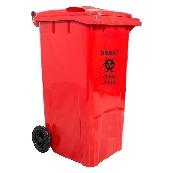 Safell Plastik Tıbbi Atık Çöp Konteyneri 240 Litre - A+ Kalite Konteyner - Kırmızı