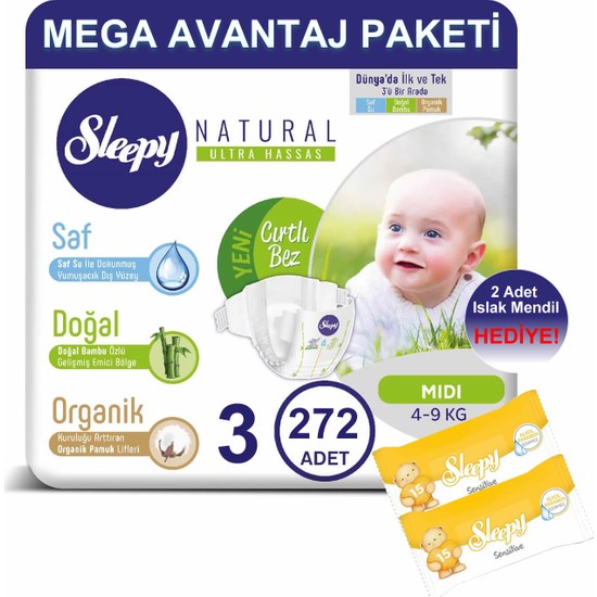 Sleepy Natural Bebek Bezi Mega Avantaj Paketi 3 Numara Fiyatı