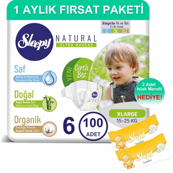 Sleepy Natural Bebek Bezi 1 Aylık Fırsat Paketi 6 Numara