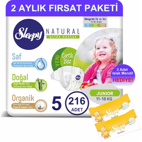 Sleepy Natural Bebek Bezi 2 Aylık Fırsat Paketi 5 Numara