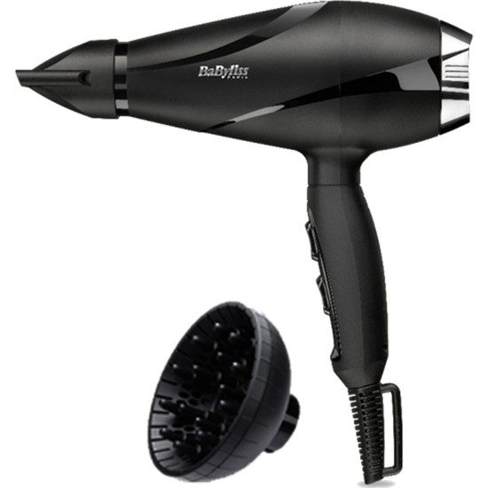 BaByliss Shine Pro 2200W İtalyan AC Motor Yoğunlaştırıcı,Difüzör Başlıklı Saç Kurutma Makinesi Siyah 6713DE