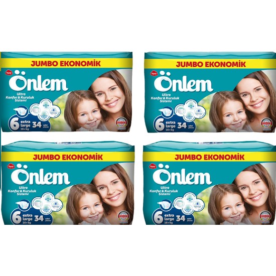 Önlem 6 Jumbo Paket Bebek Bezi Ekstra L 16+ kg 136�LI Fiyatı Önlem 6 Jumbo Paket Bebek Bezi Ekstra L 16+ kg 136�LI Fiyatı