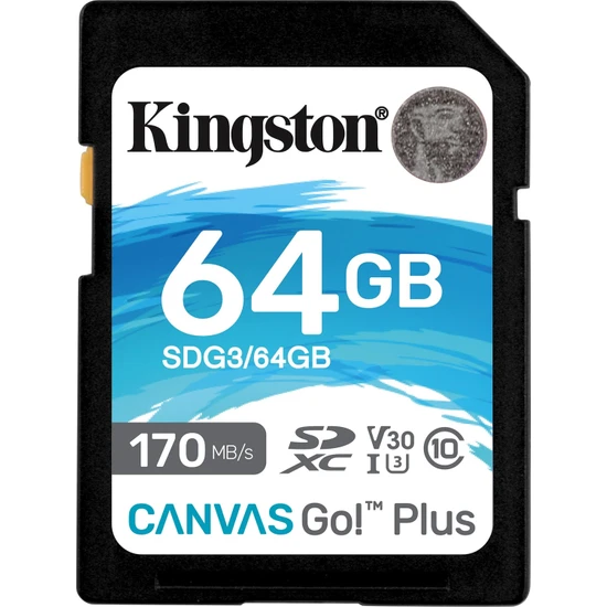 Kingston Canvas Go Plus 64GB Class 10 USH-I Hafıza Kartı SDG3/64GB
