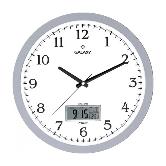 İş Saat Takvimli Termometreli Higometreli Modern Duvar Saati