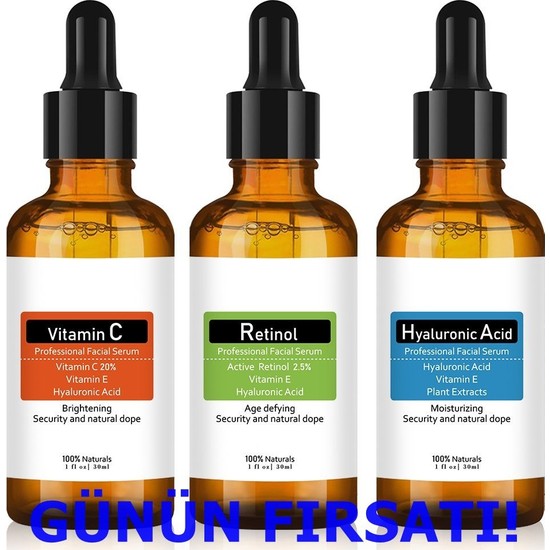 Natural Serum SetHyaluronic Acid+Retinol+Vitamin C! Fiyatı