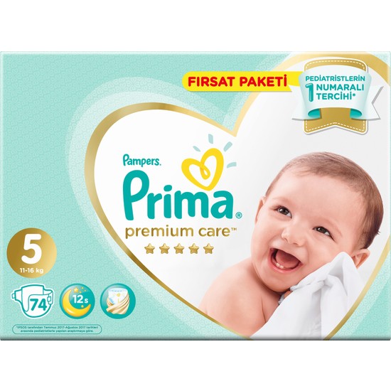 Prima Bebek Bezi Premium Care 5 Beden 74 Adet Junior Fırsat Fiyatı