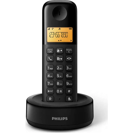 Philips D1601B/01 Kablosuz Dect Telsiz Telefon Siyah