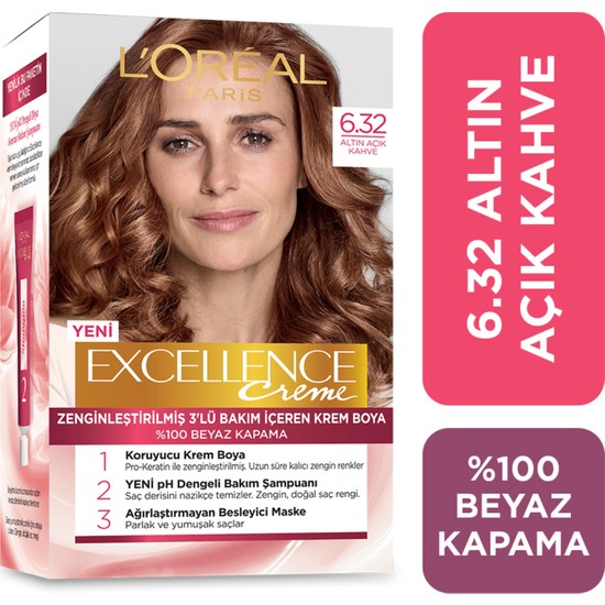 L'oréal Paris Excellence Creme Saç Boyası 6.32 Altın Açık Kahve
