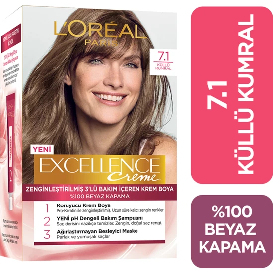 L'Oréal Paris Excellence Creme Saç Boyası - 7.1 Küllü Kumral