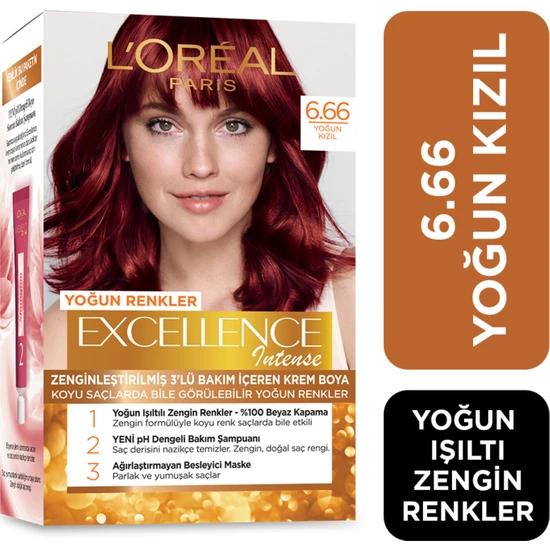 L'Oréal Paris Excellence Intense Saç Boyası - 6.66 Yoğun Kızıl