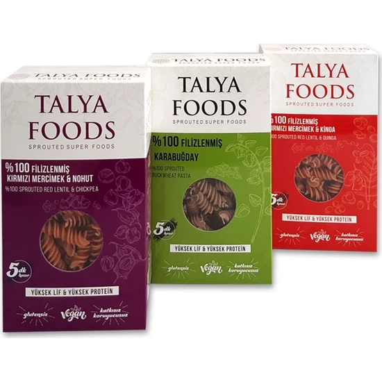 Talya Foods Klasik Üçlü Vegan Makarna Seti - 600 gr