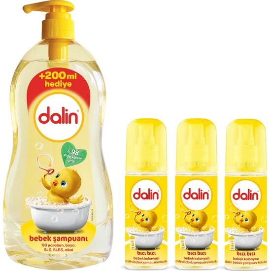 Dalin Şampuan Klasik 900 ml + Dalin Bebek Kolonyası Bıcı Bıcı x 3 Adet