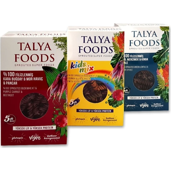 Talya Foods Sebzeli Üçlü Makarna Seti 600 gr