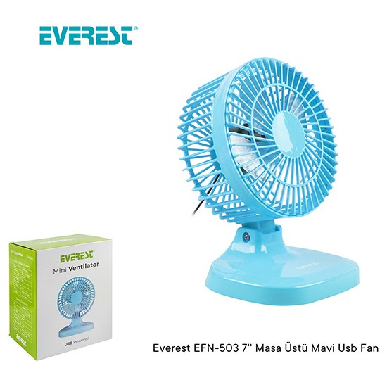 Everest EFN503 7" Masa Üstü USB Fan Mavi Fiyatı