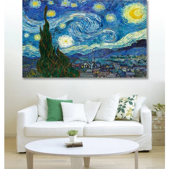 Hediyeler Kapında 100 x 140 Van Gogh Yıldızlı Gece Duvar Kanvas Tablo