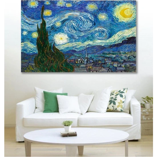 Hediyeler Kapında 90 x 130 Van Gogh Yıldızlı Gece Duvar Kanvas Tablo