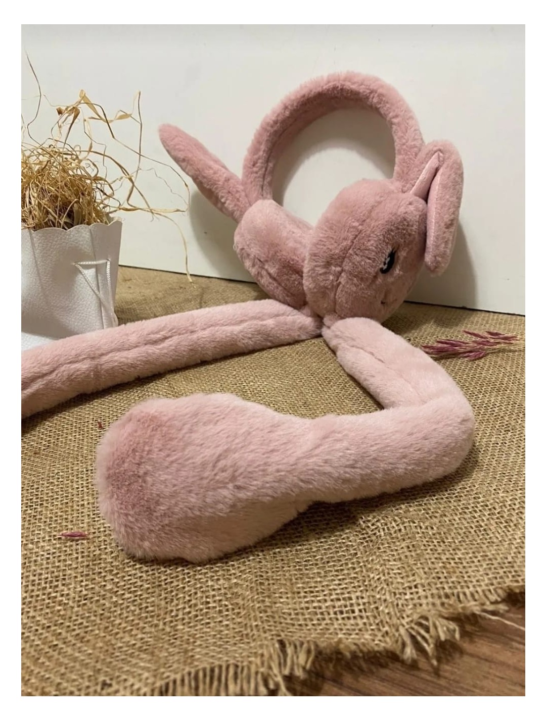 ZYC Kadın/kız Hareketli Tavşan Kulaklı Peluş Kulaklık görsel 6
