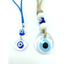 Helis Saydam Nazar Boncuğu Duvar Dekoru +Araba Dikiz Ayna Süsü El Yapımı Cam Hediyelik Set