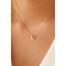 Sefa Kuyumculuk 14 Ayar Altın Üç Boyutlu Ü Harfi Kolye