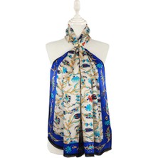 Bursa İpek Saks Siyah Karanfil Lale Ipek Fular