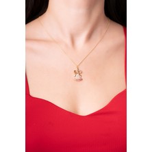 Ayenci 925 Ayar Gold Çan Rodyum Kaplamalı Kadın Kolye