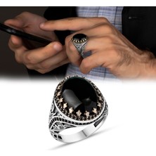 Argento Silver Oniks Taşlı 925 Ayar Gümüş Erkek Yüzük