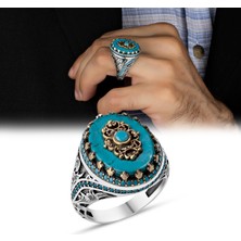 Argento Silver Firuze Taşlı 925 Ayar Gümüş Erkek Yüzük