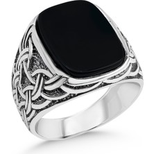Argento Silver 925 Ayar Gümüş Erkek Yüzük Oniks Taş