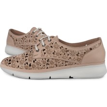 Emel Ayakkabı 626 Modern Lazerli Rahat Deri Günlük Ayakkabı Pudra