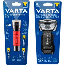 Varta Aysima Outdoor Sports F10 LED El Feneri+Varta 18650 Outdoor Sports H30R Pro Kafa Feneri Wireless