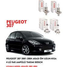 Bosch Peugeot 307 2001-2004 Arası Ön Uzun-Kısa 4 Lü Far Ampülü Takımı Bosch