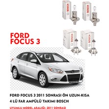 Bosch Ford Focus 3 2011 Sonrası Ön Uzun-Kısa 4 Lü Far Ampülü Takımı Bosch