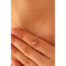 Sefa Kuyumculuk 14 Ayar Altın Turuncu Renk Damla Taşlı Kolye