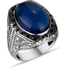 Argento Silver Mavi Zirkon Taşlı 925 Ayar Gümüş Erkek Yüzük
