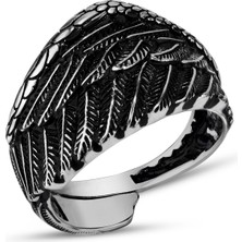 Argento Silver Kartal Kanatı Desenli 925 Ayar Gümüş Erkek Yüzük