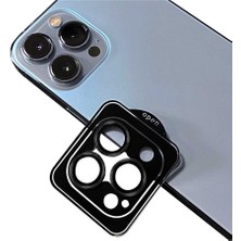 Case World Apple iPhone 14 Pro Alüminyum Alaşım Safir Temperli Cam Kamera Lens Koruyucu - Siyah