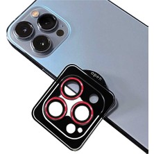 CaseArt Apple iPhone 11 Pro Max Alüminyum Alaşım Safir Temperli Cam Kamera Lens Koruyucu - Kırmızı