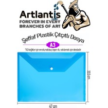 Artlantis A3 Çıtçıtlı Dosya Mavi 10 Adet A-3 Çıt Çıtlı Zarf Dosya Transparan 47X33.5 cm Büyük Boy Çıtçıtlı Dosya