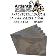 Artlantis A3 Çıtçıtlı Dosya Füme 10 Adet A-3 Çıt Çıtlı Zarf Dosya Transparan 47X33.5 cm Büyük Boy Çıtçıtlı Dosya