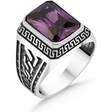 Argento Silver Oktegon Kesim Ametist Taşlı 925 Ayar Gümüş Yüzük