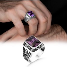 Argento Silver Oktegon Kesim Ametist Taşlı 925 Ayar Gümüş Yüzük
