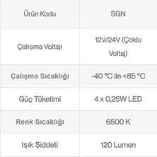 Sanel Kuğu Boynu Harita Okuma Lambası Y.m 12V 24V Uyumlu Universal Sgn-02